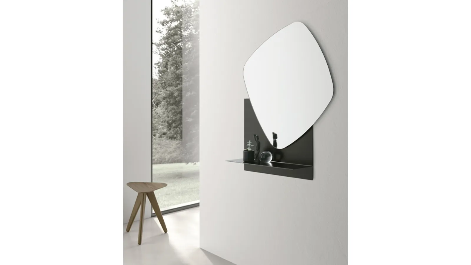 Specchio con mensola in metallo Double Trouble di Target Point