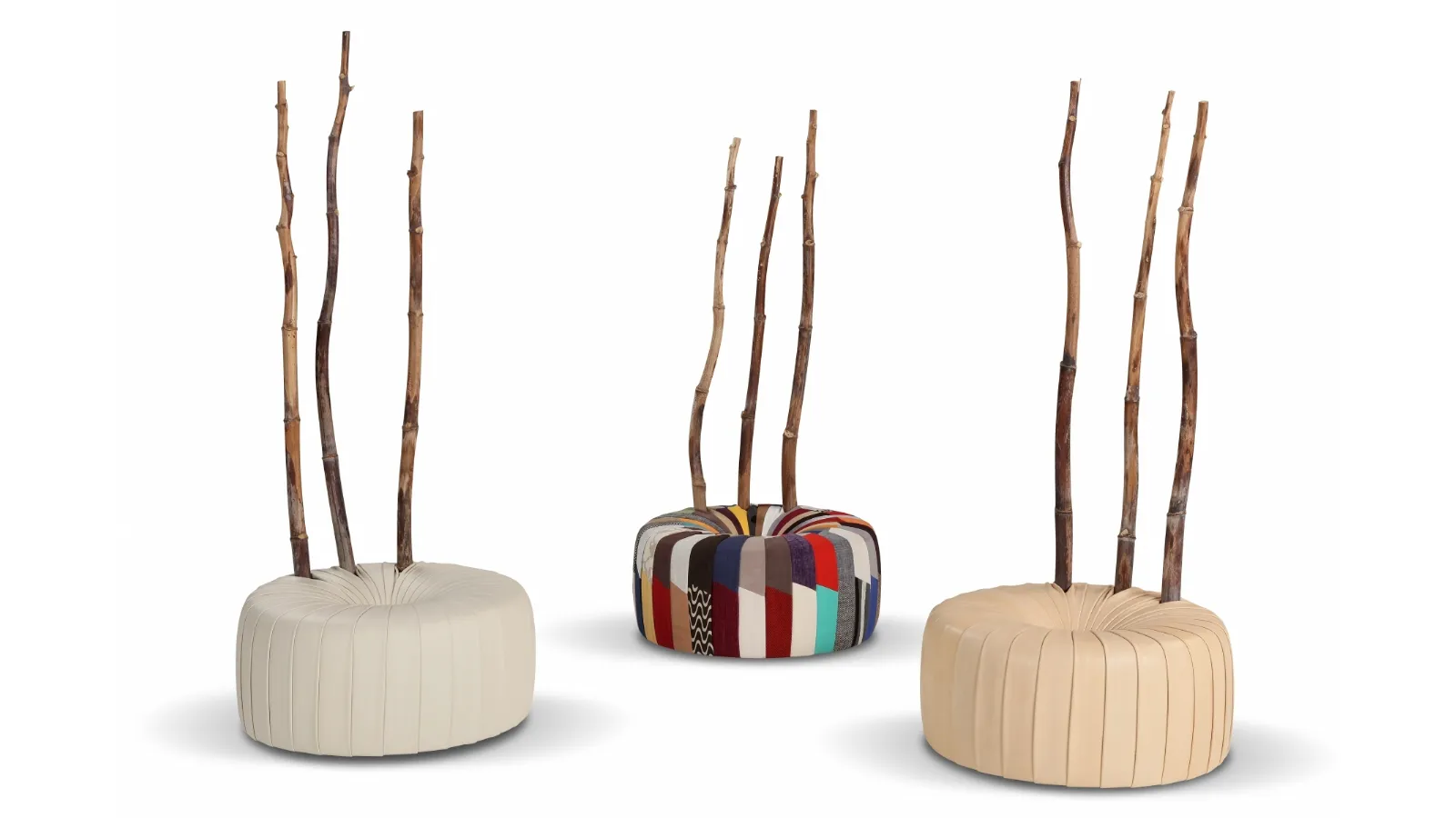 Pouf di design in pelle Ferula di Calia