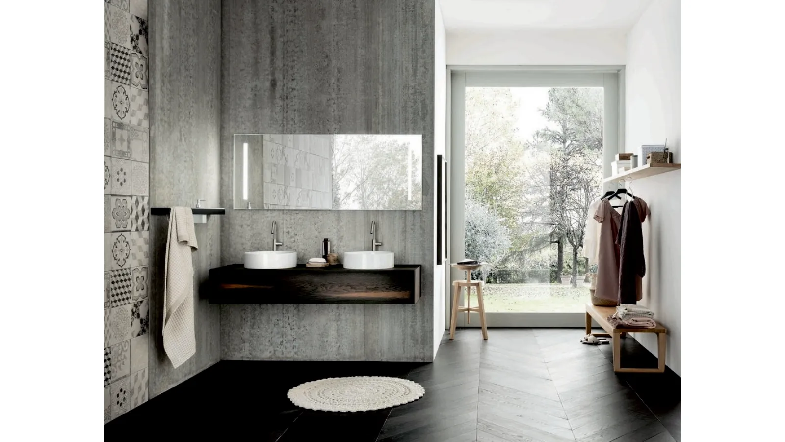 Mobile da Bagno sospeso con doppio lavabo Teddy 01 di Alta Corte