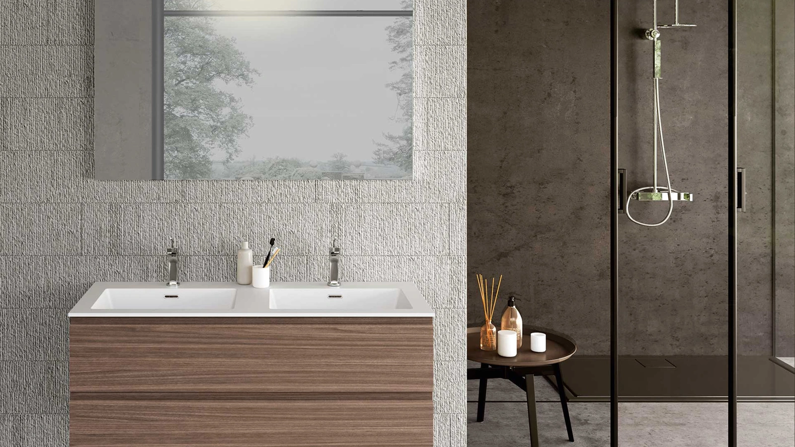 Mobile da Bagno sospeso Block System Syntesi C33 di Baxar