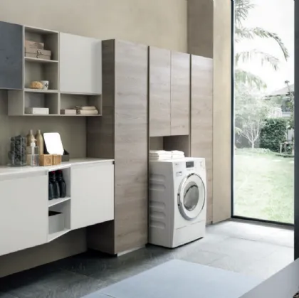 Mobile da Lavanderia Laundry System C07 in melaminico e laccato opaco di Baxar