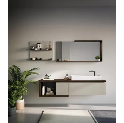 Mobile da Bagno sospeso in laminato Sistema Gola 11 di Puntotre