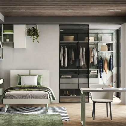 Cameretta per ragazzi con cabina armadio Y112 di Moretti Compact Camerette