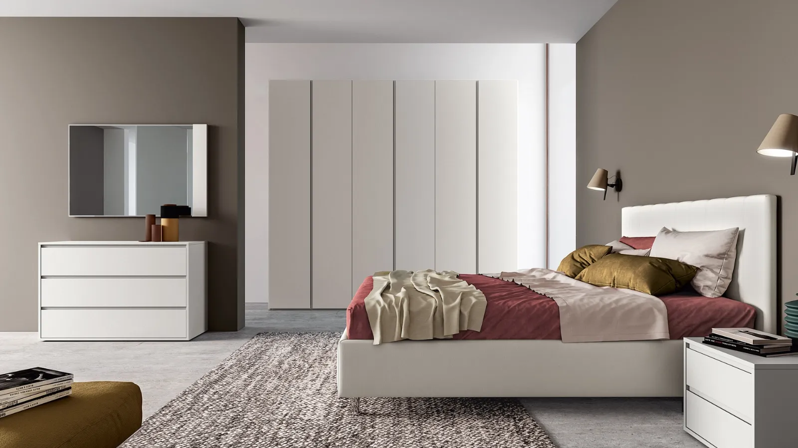 Letto in ecopelle con testiera trapuntata con cuciture verticali Cupido di SantaLucia