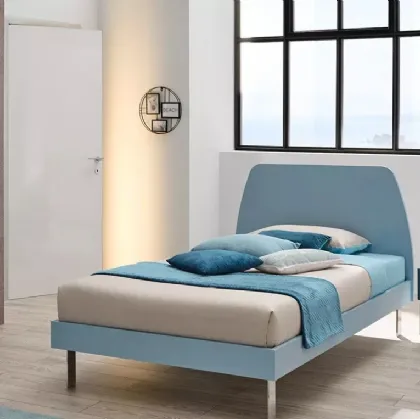 Letto a una piazza e mezza con testiera Cake in laccato opaco Cielo SC107 di Moretti Compact