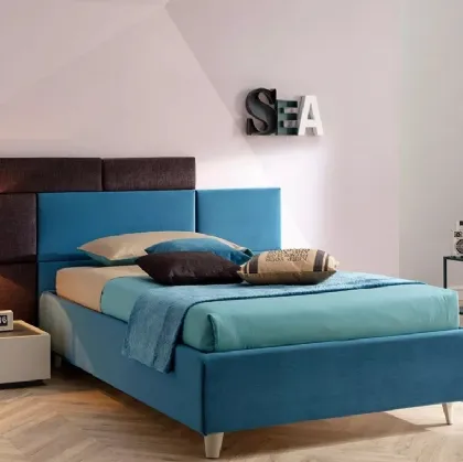 Letto con testiera di design imbottita con pannelli squadrati SC214 di Moretti Compact