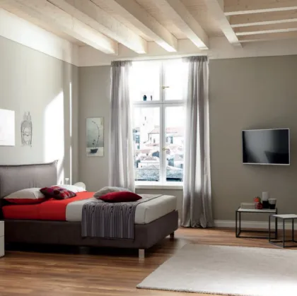 Letto con testiera in ecopelle Ardesia NC106 di Moretti Compact