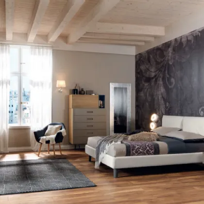 Letto con testiera imbottita in ecopelle NC111 Moretti Compact