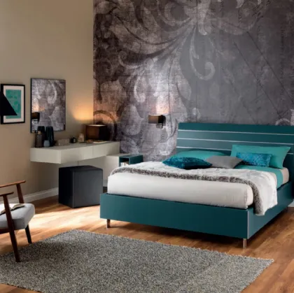 Letto in laccato Pavone con testiera a doghe NC114 di Moretti Compact