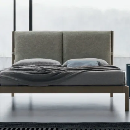 Letto in legno Espero con testiera che può essere arricchita con due cuscini in tessuto imbottito di SantaLucia