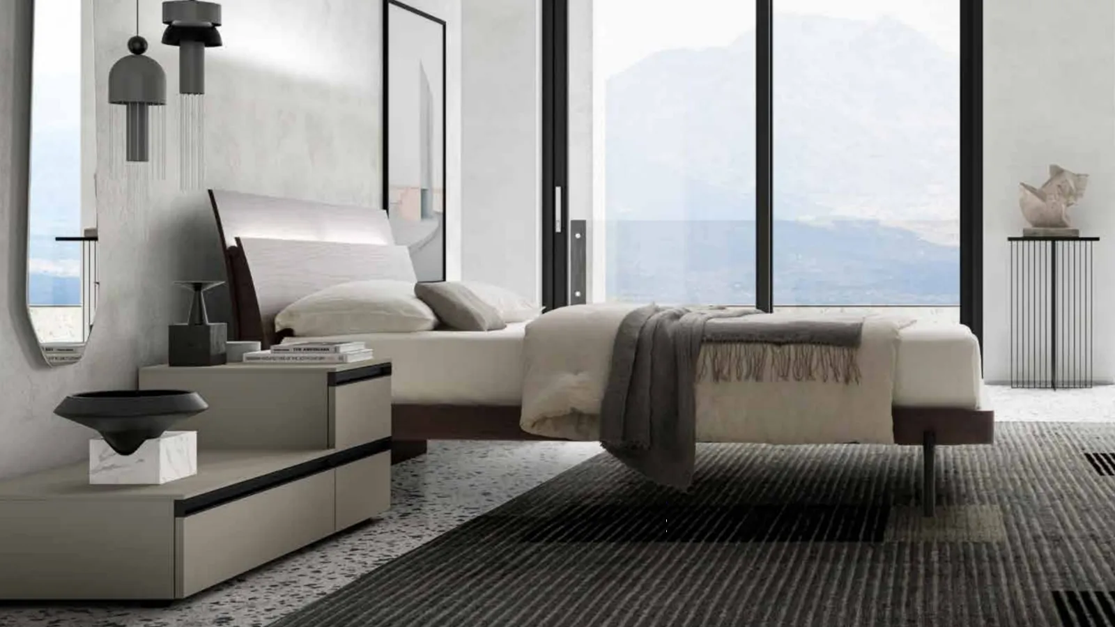 Letto con testiera dal design semplice Lotus di SantaLucia