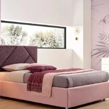 Letto a una piazza e mezza in tessuto con testiera SC213 di Moretti Compact