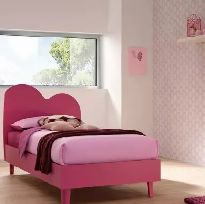 Letto singolo in laccato Ciclamino con testiera Air SC105 di Moretti Compact