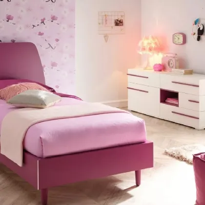 Letto in laccato Lampone con testiera Cake SC116 di Moretti Compact