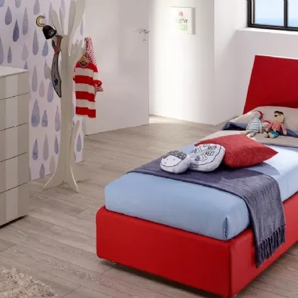 Letto singolo rivestito in ecopelle con testiera Peak SC205 di Moretti Compact