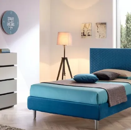 Letto singolo in tessuto con testiera trapuntata SC209 di Moretti Compact