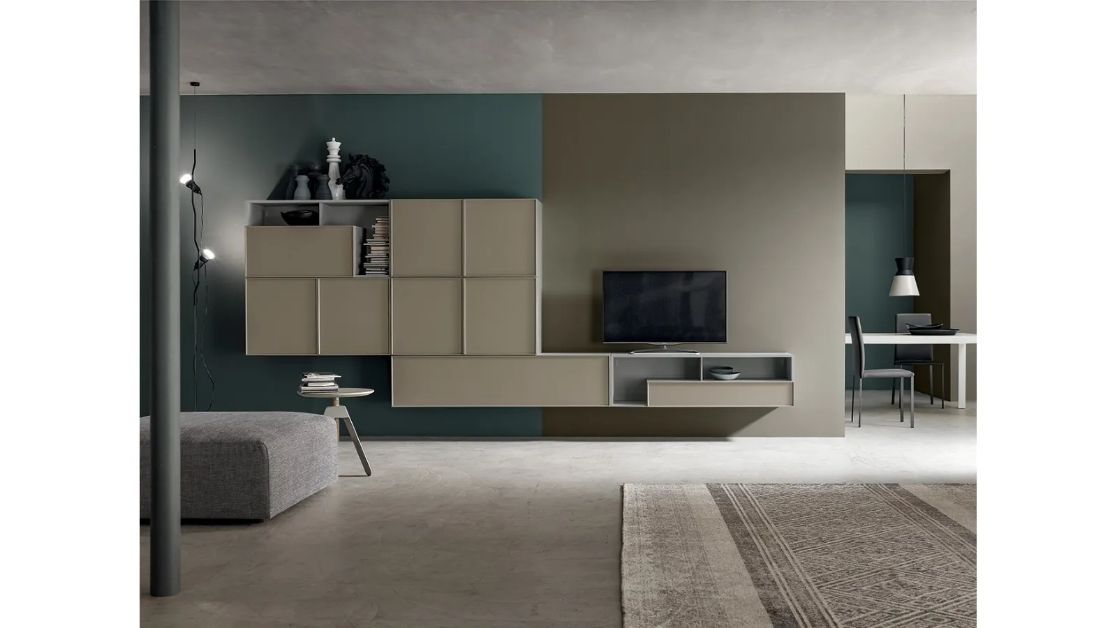 Parete Attrezzata moderna con base sospesa KD011 di SantaLucia