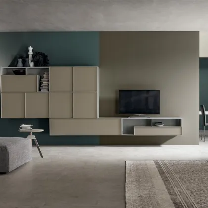 Parete Attrezzata moderna con base sospesa KD011 di SantaLucia