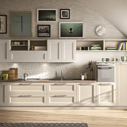 Cucina Classica lineare Alba 01 in legno laccato di Essebi