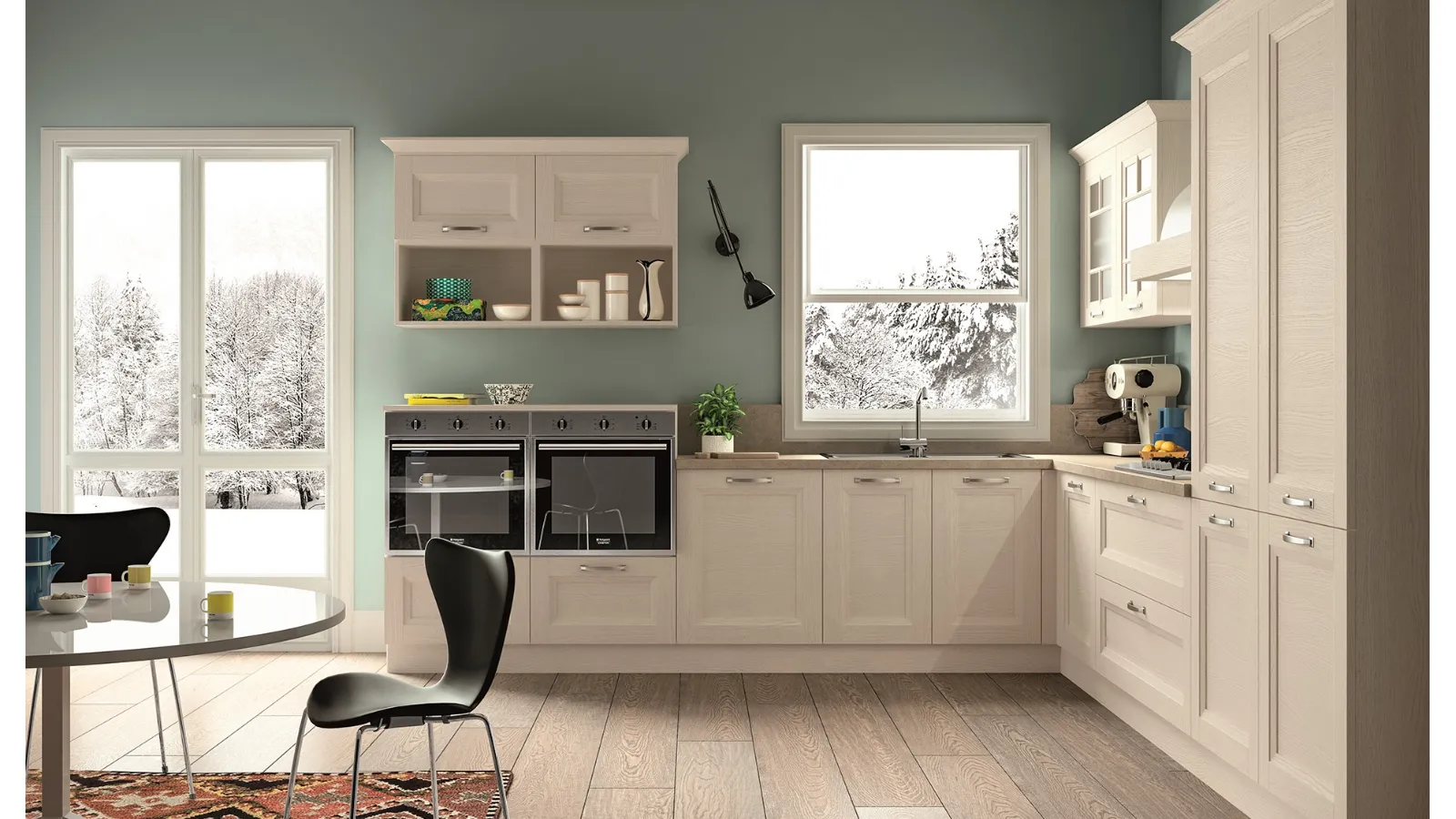 Cucina Classica angolare Alba in Frassino finitura Avorio di Essebi