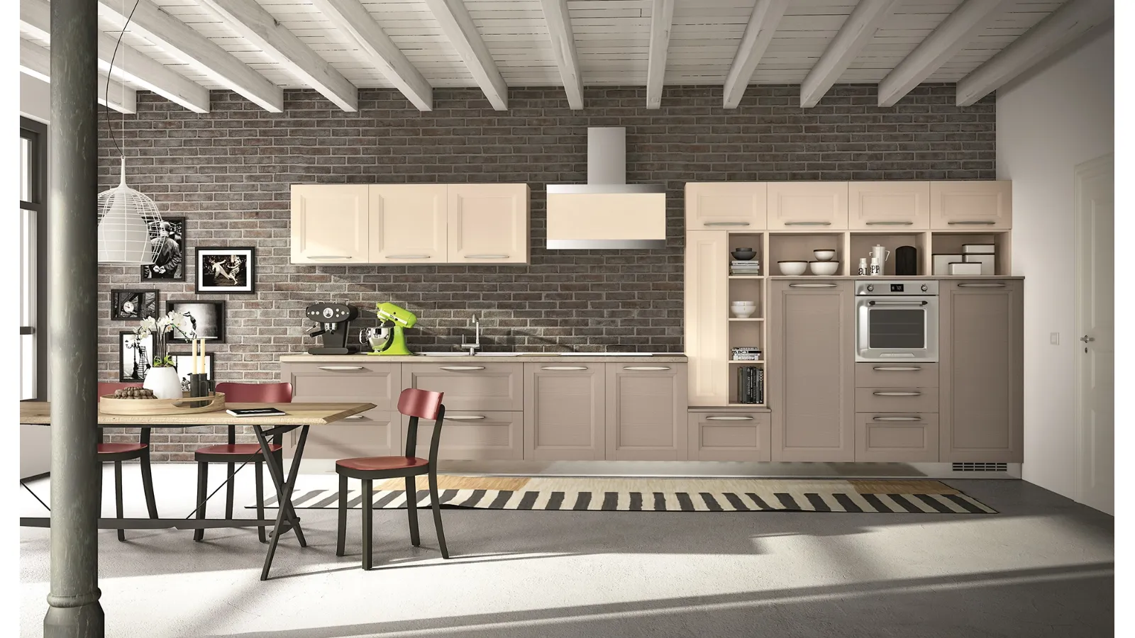 Cucina Classica lineare Alba 06 in legno laccato di Essebi