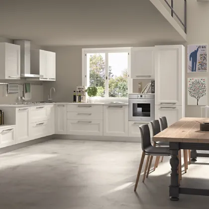 Cucina Classica angolare Alba in Frassino finitura Bianco di Essebi