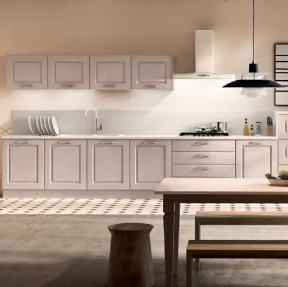 Cucina Classica lineare Maya in Frassino massello finitura Canapa di Atra Cucine