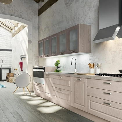 Cucina Classica lineare Maya in frassino finitura Canapa di Atra Cucine