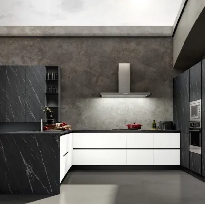 Cucina Moderna con penisola Accapielle composizione 02 Delight di Essebi