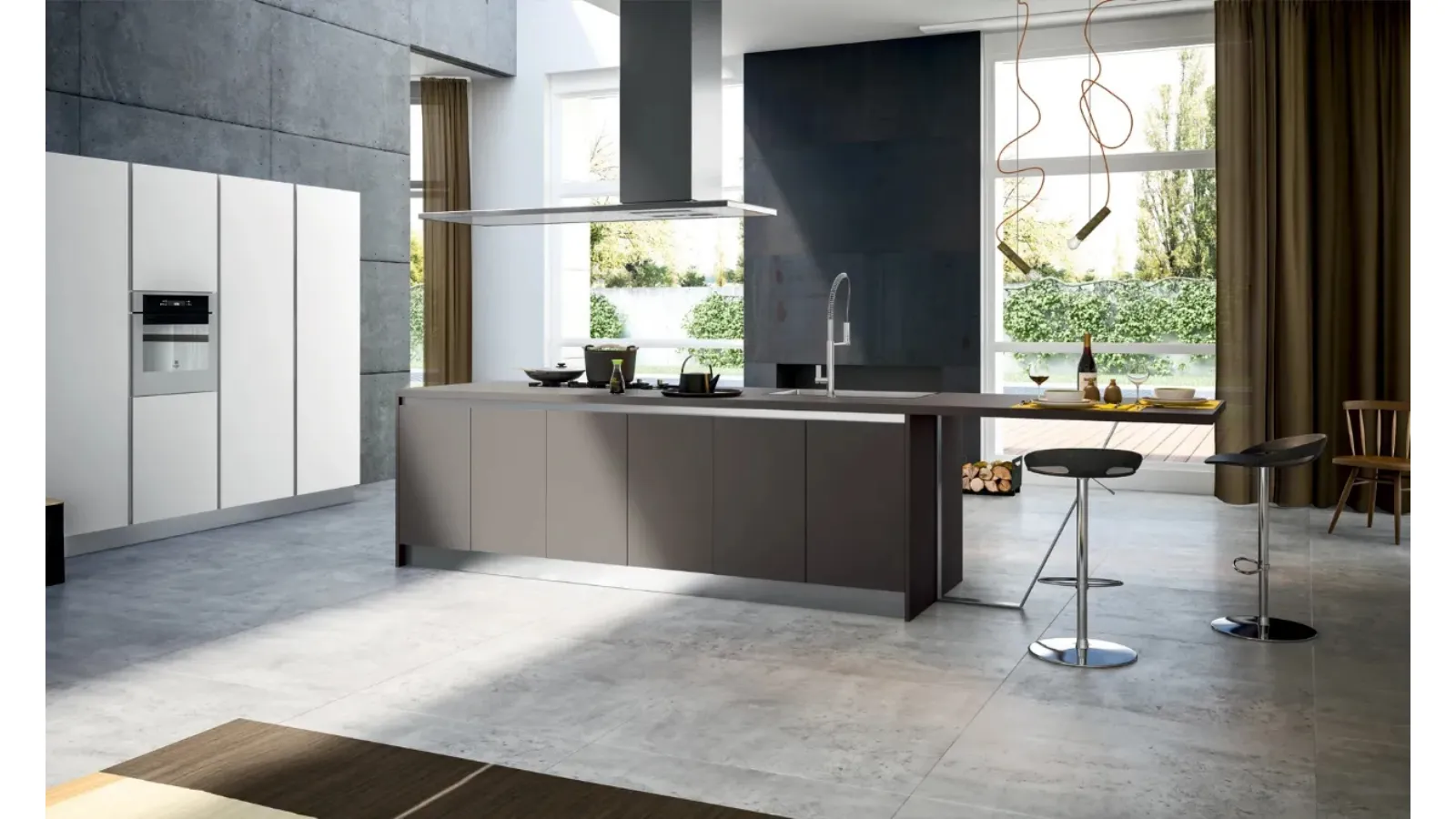 Cucina moderna Avantgarde Grigio Londra e Bianco di Atra Cucine