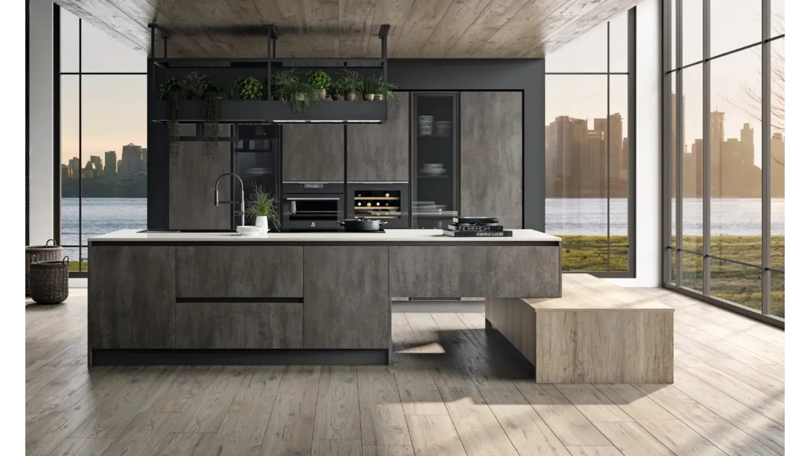 Cucina moderna Lab Textone Wraky di Atra Cucine