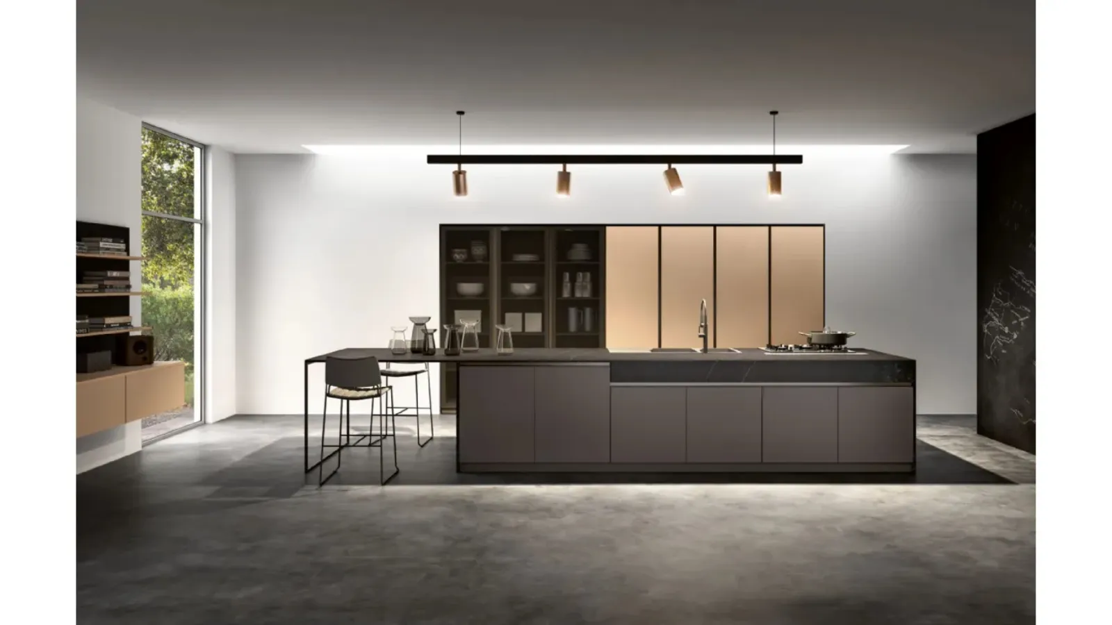 Cucina Moderna con isola Shine Grigio Reale di Atra Cucine