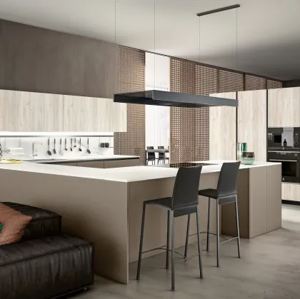 Cucina Moderna con penisola System 22 in laminato fenix Bronzo di Atra Cucine