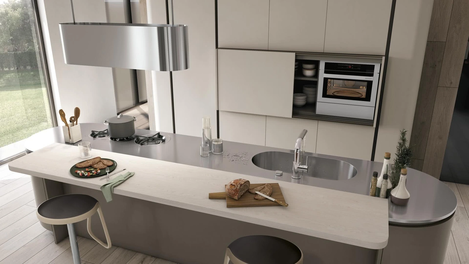 Cucina Moderna con isola Clover 05 di Lube