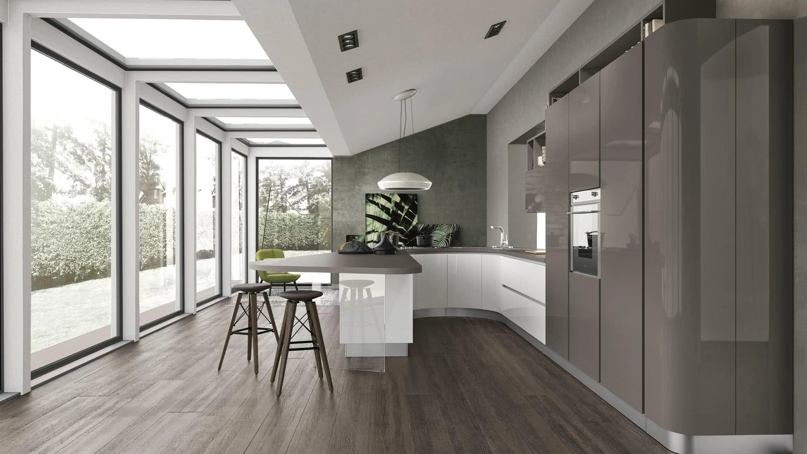 Cucina Moderna con penisola Clover 09 di Lube