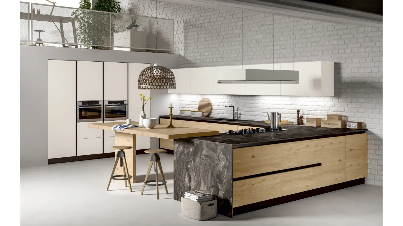 Cucina Moderna Essenza angolare con penisola di Atra Cucine