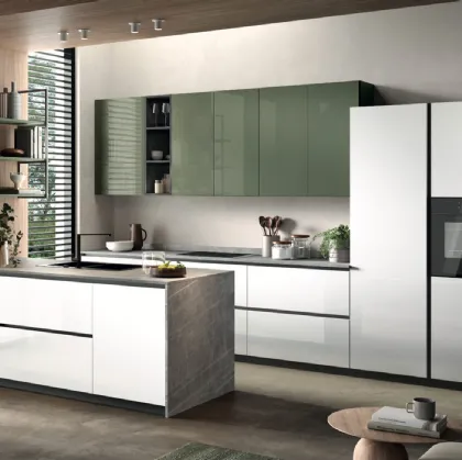 Cucina Moderna con penisola Gloss 01 di Essebi