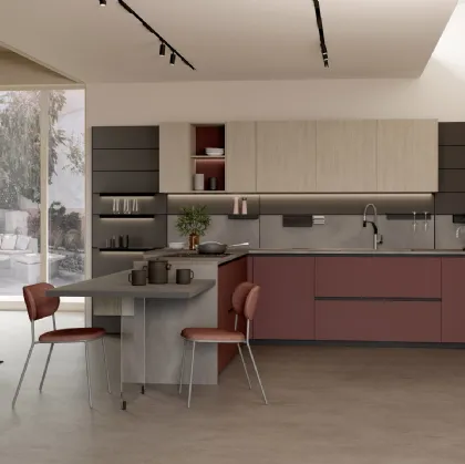 Cucina Moderna con penisola in laccato e melaminico Immagina 04 di Lube