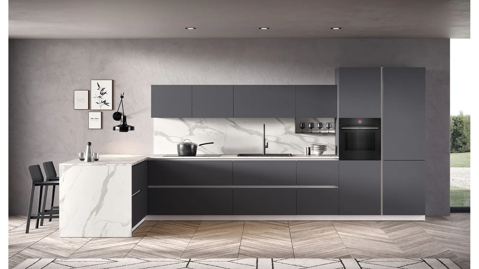 Cucina Moderna con penisola Just24 05 di Essebi
