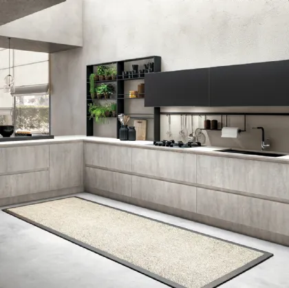 Cucina Moderna ad angolo con penisola Lab in laminato Textone Gray di Atra Cucine