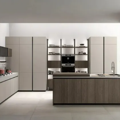 Cucina Moderna con penisola Immagina Wood 06 di Lube