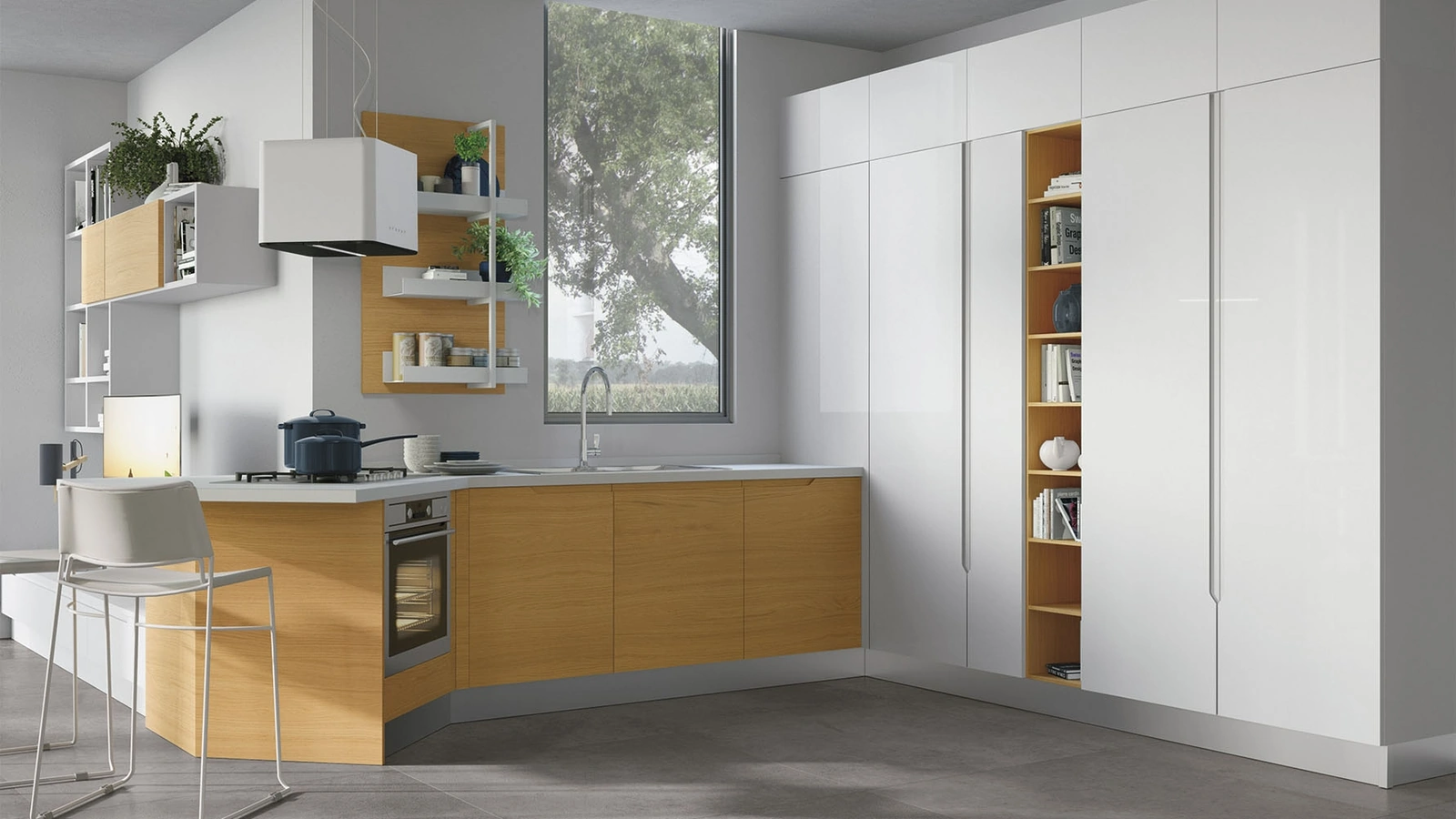 Cucina Moderna con penisola Luna 08 di Lube