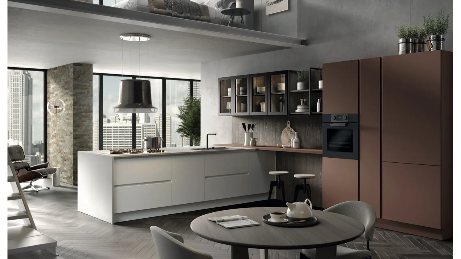 Cucina Moderna con penisola Seta 07 di Essebi