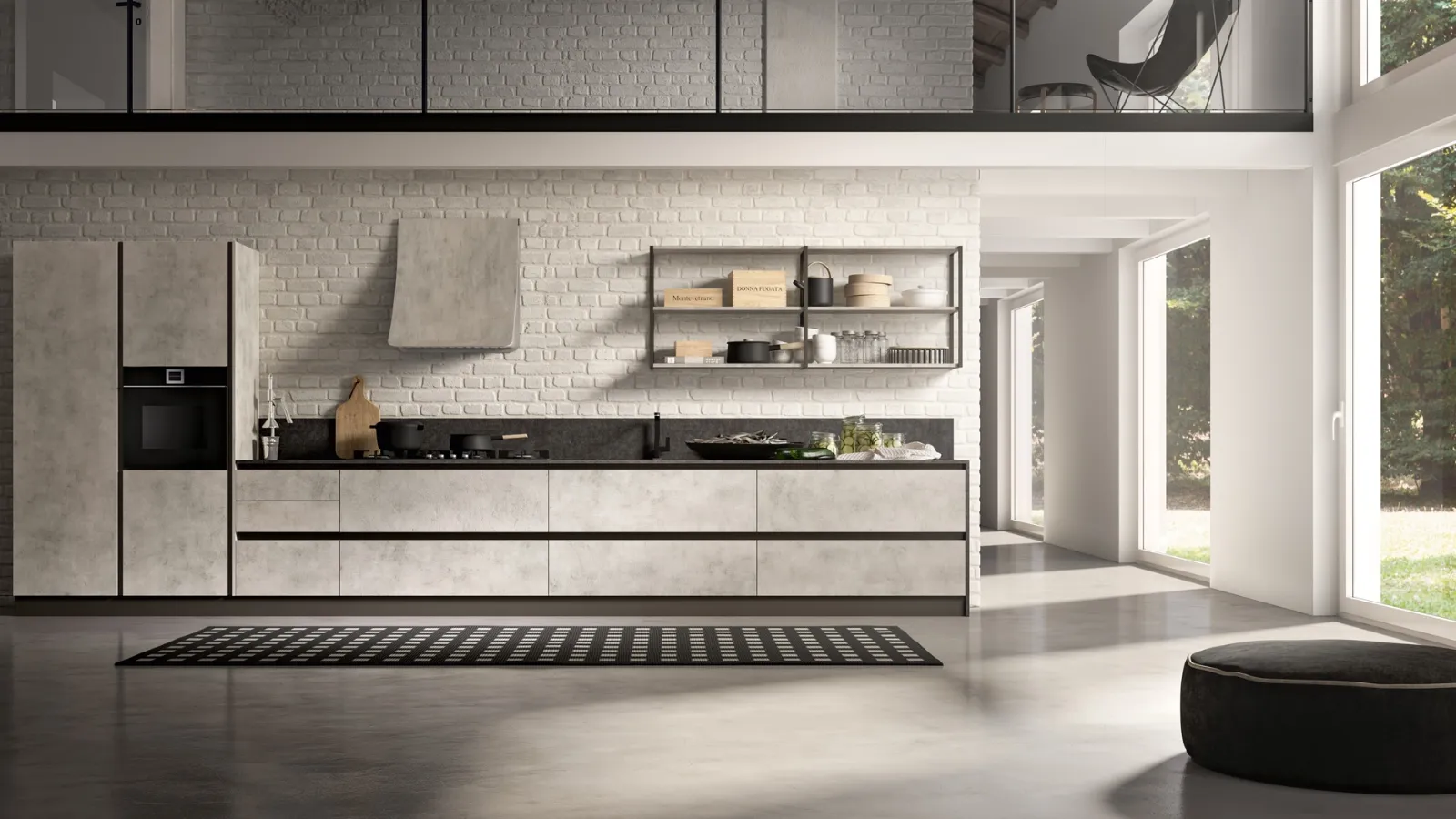 Cucina Moderna lineare System 22 Vogue in melaminico Calce Terra di Atra Cucine