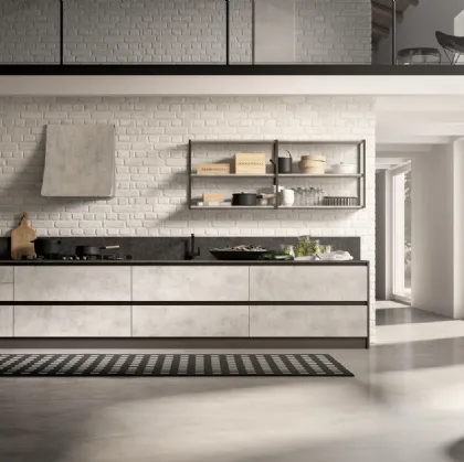 Cucina Moderna lineare System 22 Vogue in melaminico Calce Terra di Atra Cucine