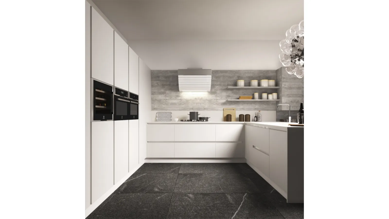 Cucina Moderna con penisola System 22 Dream Bianco di Atra Cucine