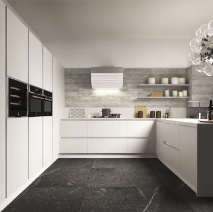 Cucina Moderna con penisola System 22 Dream Bianco di Atra Cucine