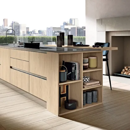 Cucina Moderna con isola System 22 Rovere Biondo di Atra Cucine