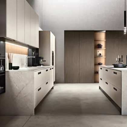 Cucina Moderna System 22 PET Sahara con isola di Atra Cucine