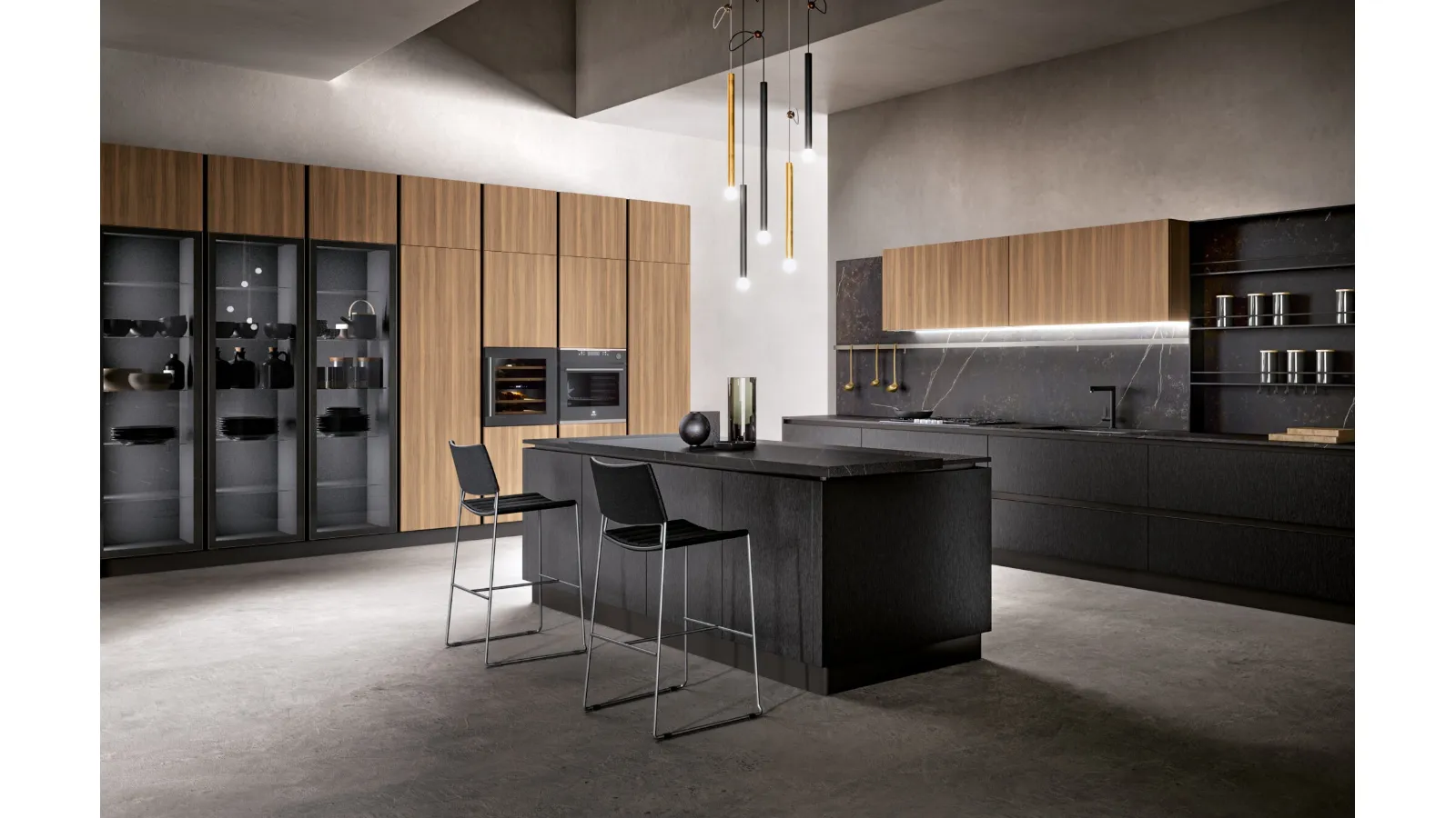 Cucina Moderna con isola System 22 Metal Dark di Atra Cucine